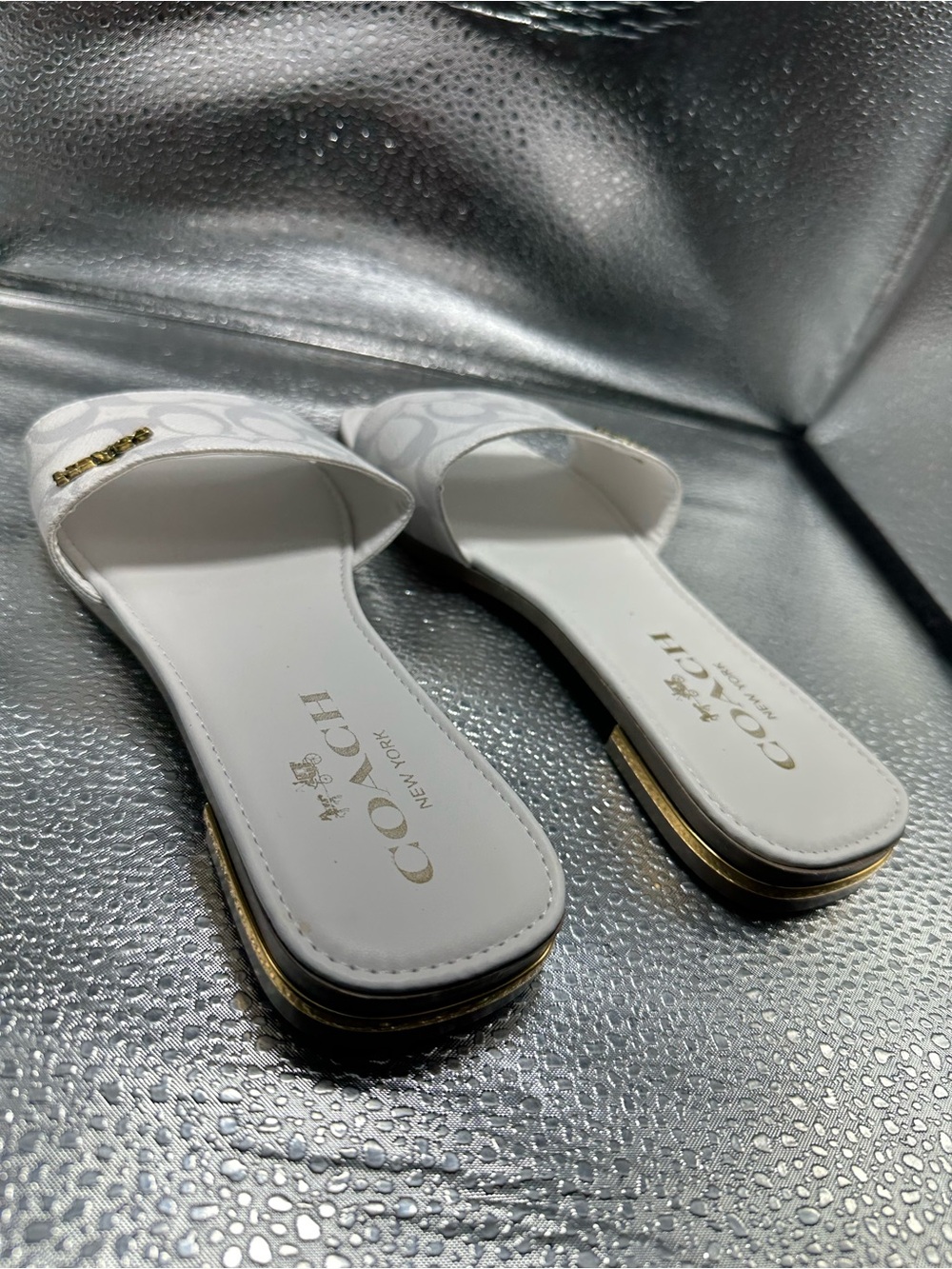 Coach White Signature Monogram Slide Sandals N/A - Picture 2 of 2